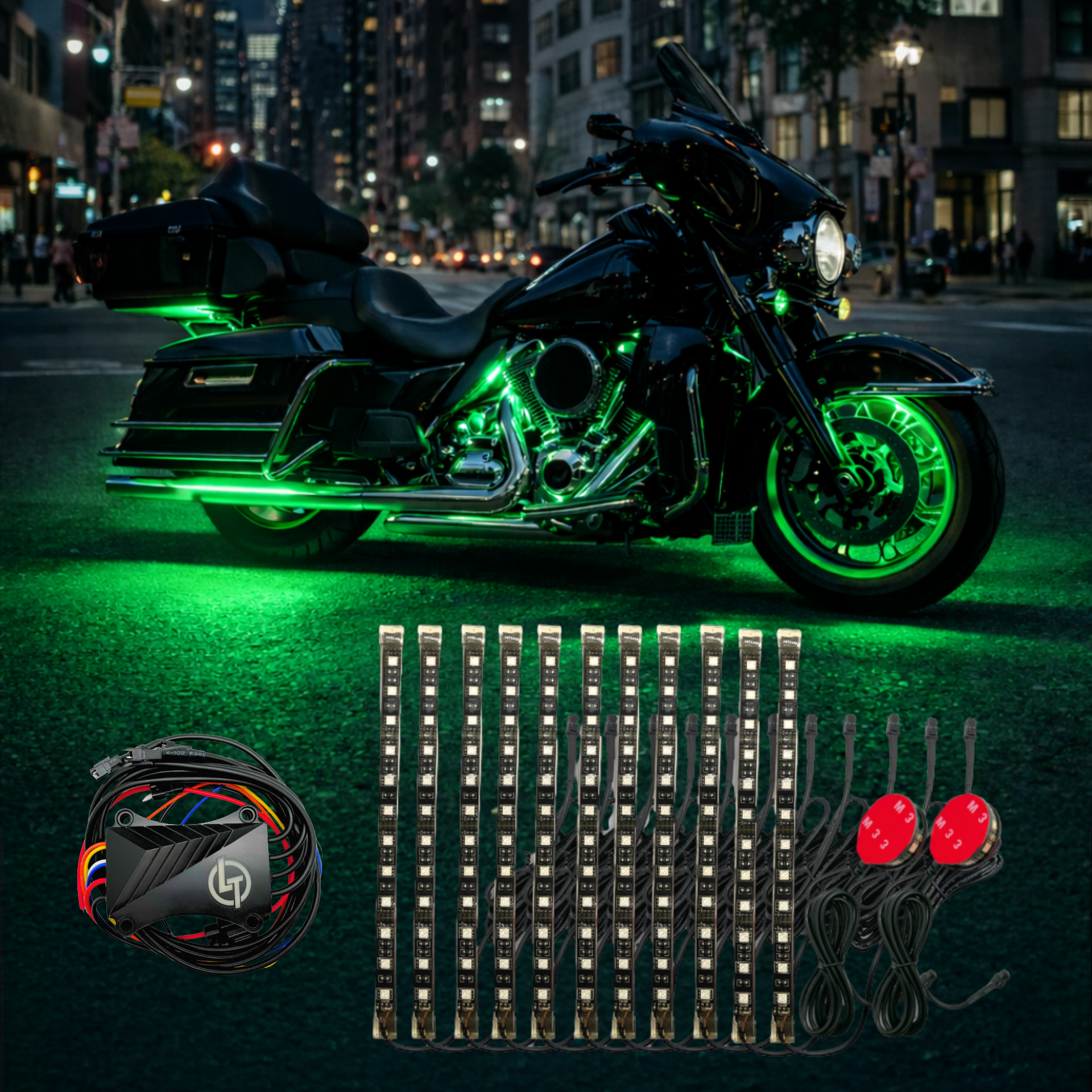 13-Piece Motorcycle LED Kit: Vibrant Full-Color Lighting