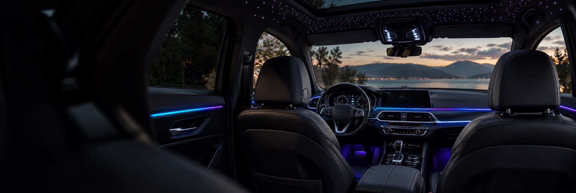 Illustration of illuminated dash trim, footwells and a starlight headliner