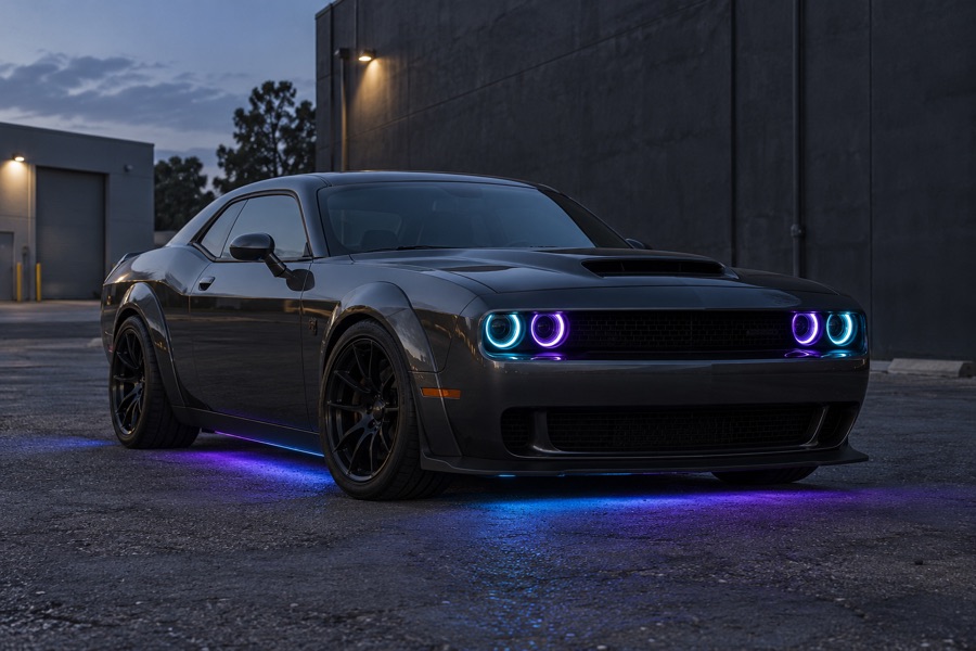 Challenger with custom accent lighting — AI concept build